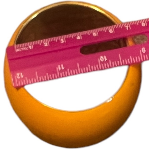 Brass and Butterscotch Enamel Round Bangle Bracelet - Picture 7 of 7